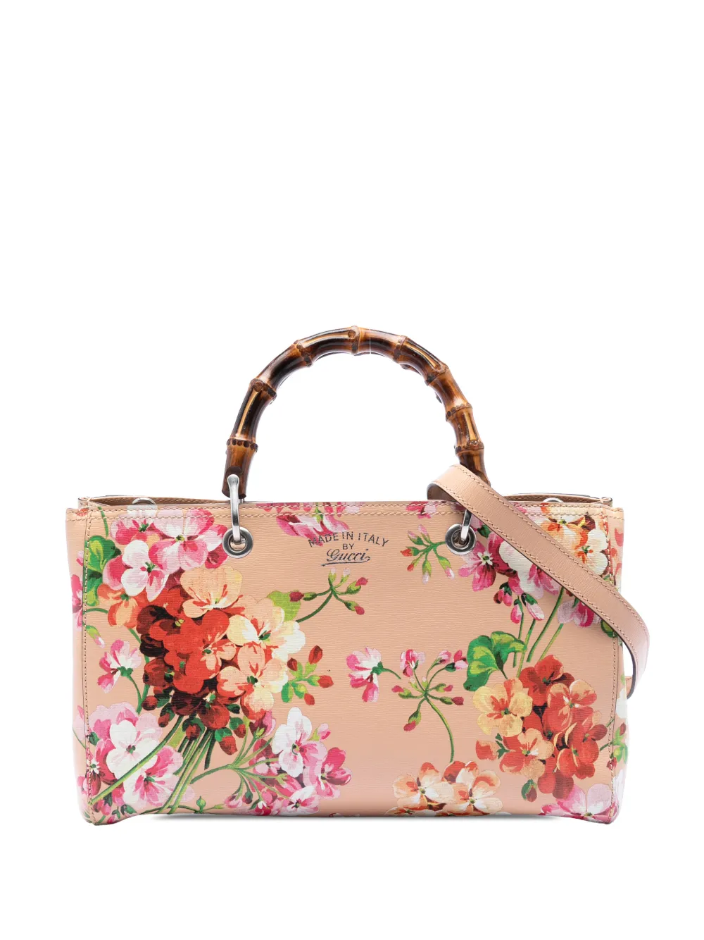 Gucci Pre-Owned 2016-2026 Medium Calfskin Blooms Bamboo Shopper satchel - Rosa