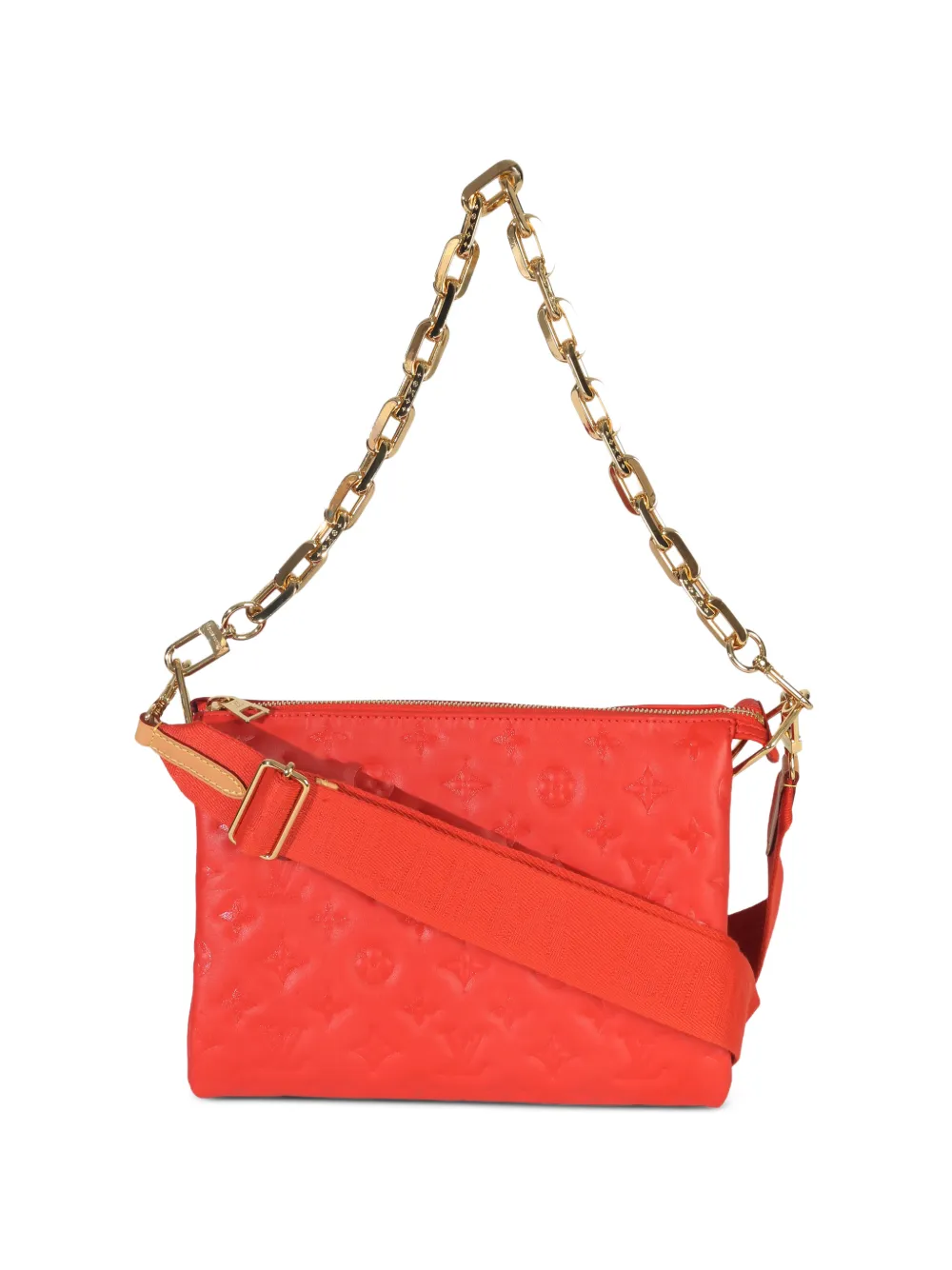 Pre-owned Louis Vuitton Monogram Embossed Coussin Pm Shoulder Bag In Orange