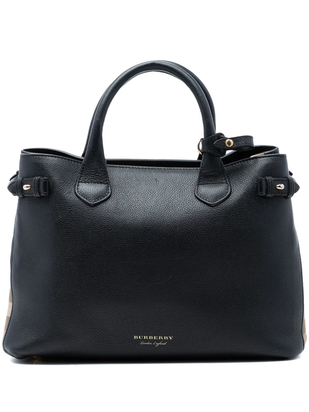 Burberry Pre-Owned 2000-2017 Medium Leather and House Check Banner satchel - Marrone