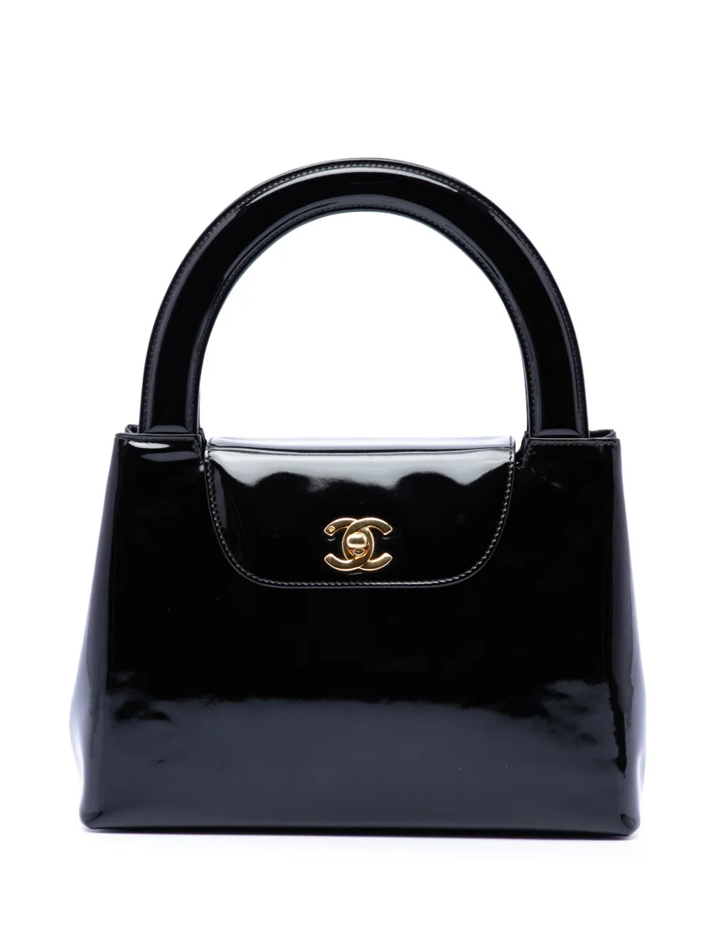 CHANEL Pre-Owned 1997-1999 Patent Kelly Top Handle Flap handbag - Black