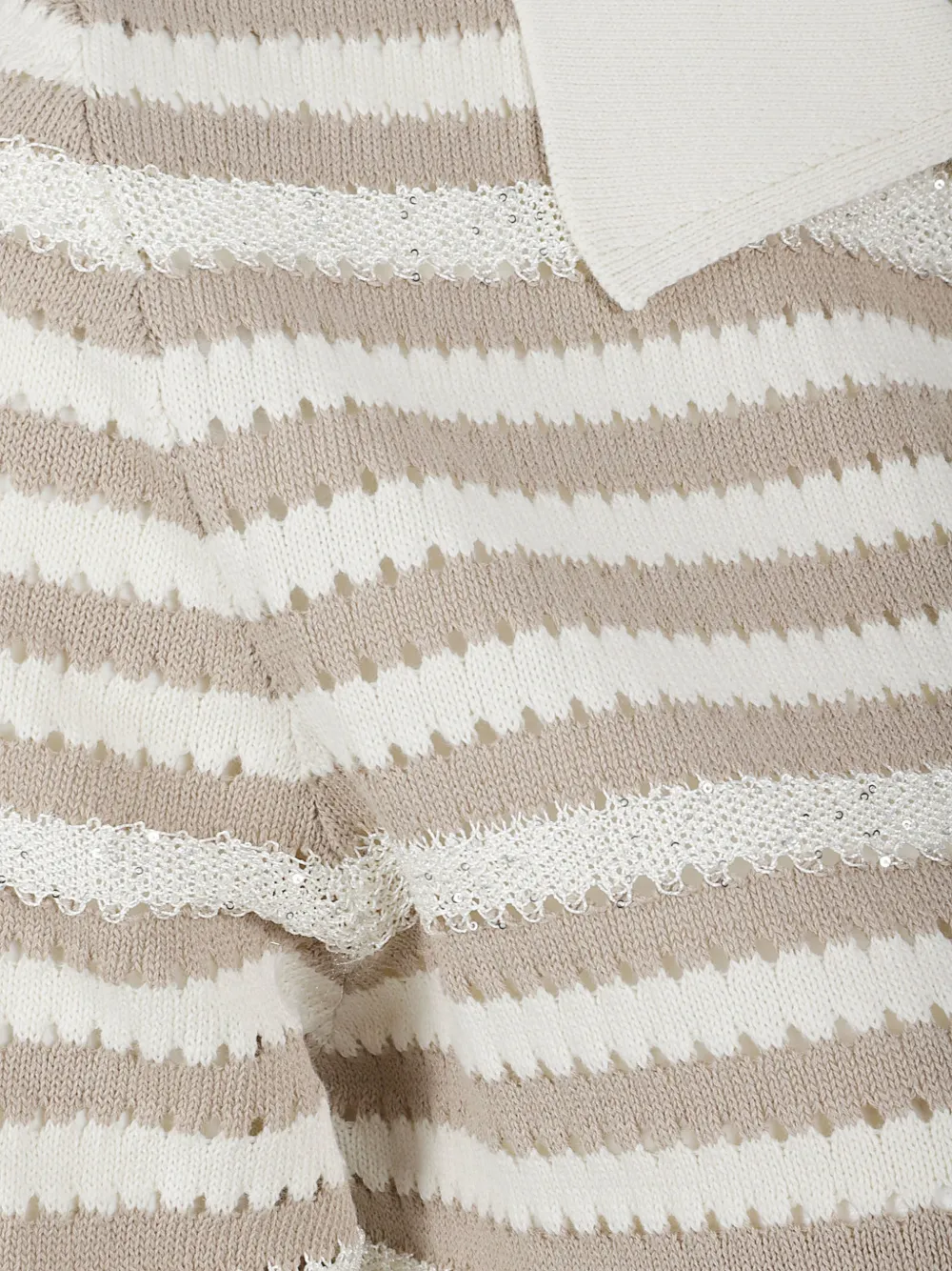 Fabiana Filippi Gestreepte top verfraaid met pailletten Beige