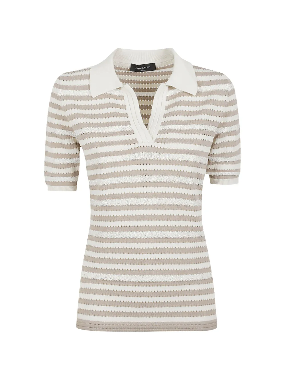 Fabiana Filippi striped sequin-embellished polo top - Toni neutri