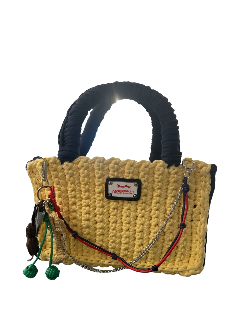 Charles Jeffrey Loverboy crochet instrument-charm tote bag - Giallo