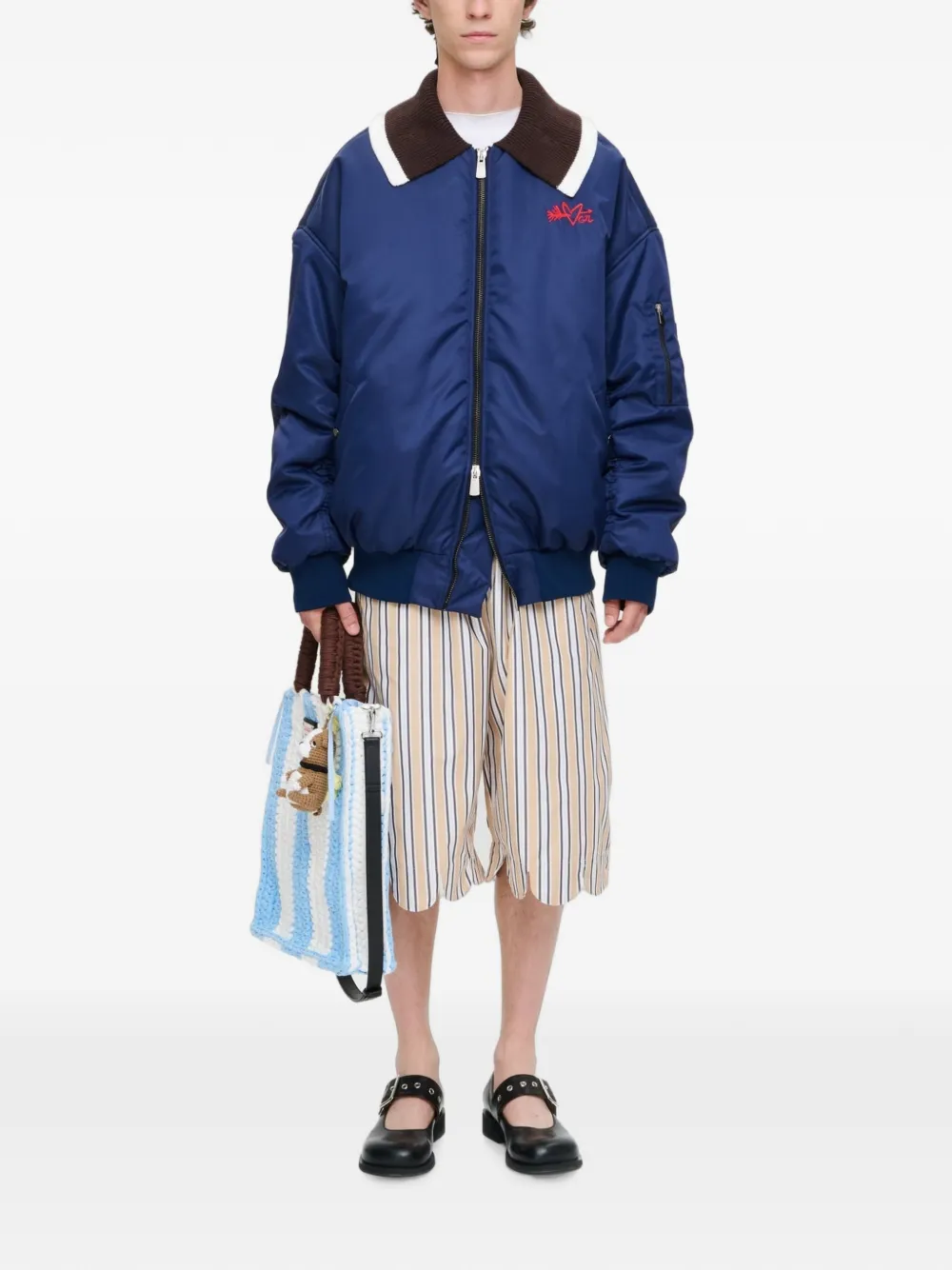 Charles Jeffrey Loverboy Bomberjack met geborduurd logo Blauw