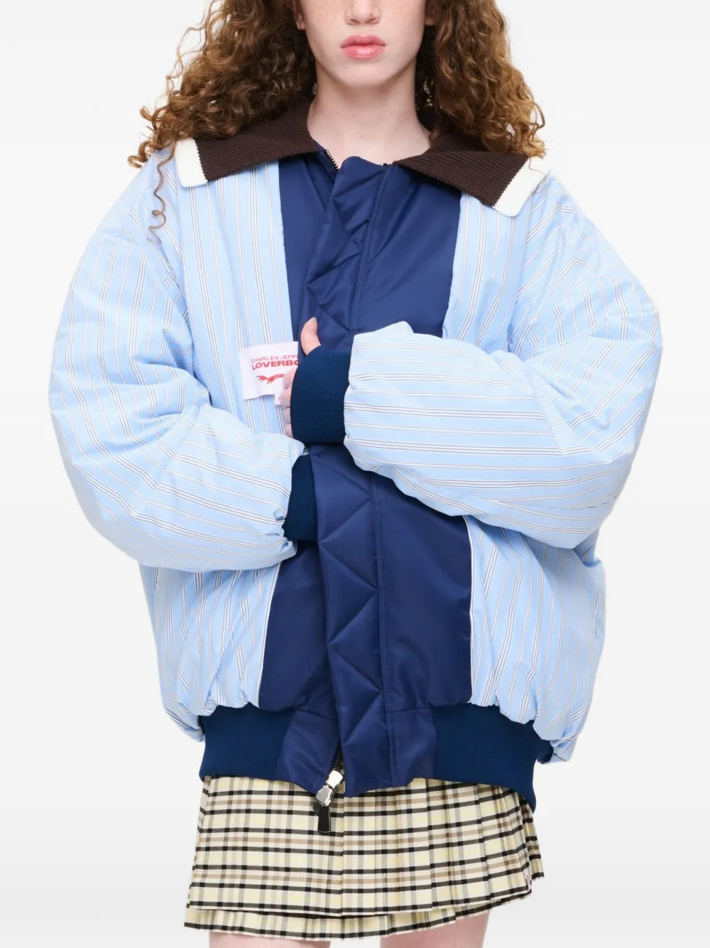 Charles Jeffrey Loverboy Bomberjack met geborduurd logo Blauw