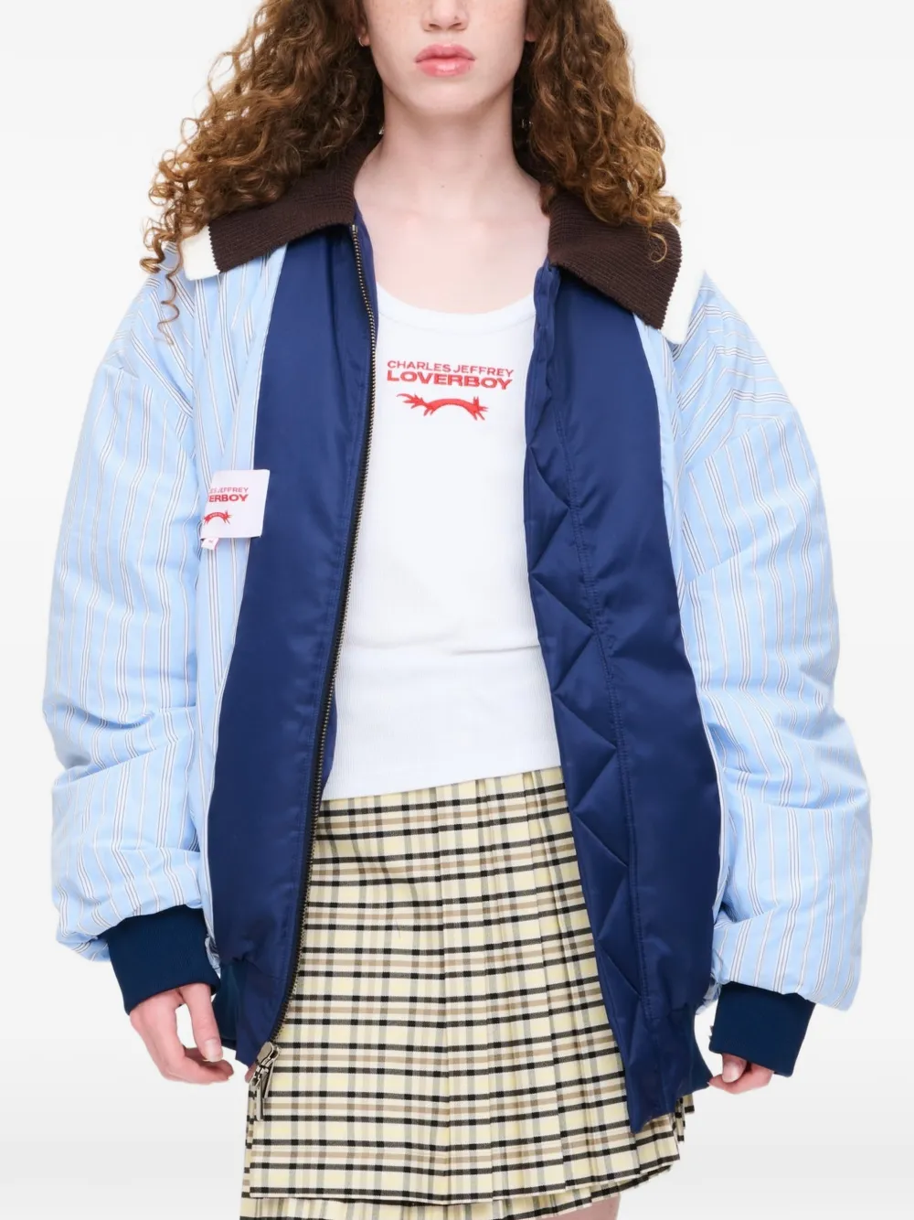 Charles Jeffrey Loverboy Bomberjack met geborduurd logo Blauw