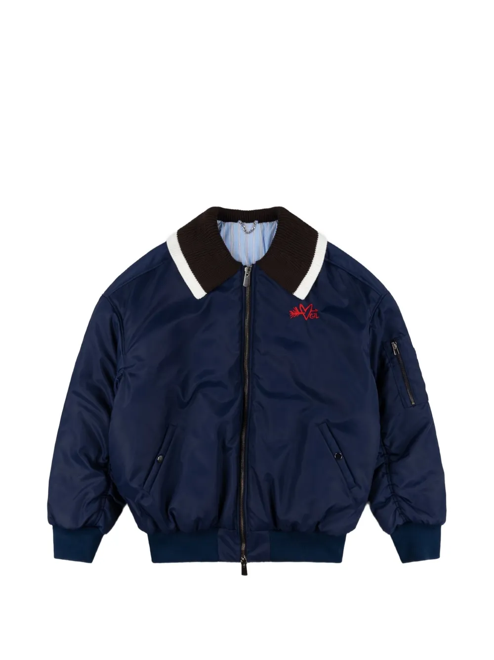 Charles Jeffrey Loverboy Wattierte Bomberjacke mit gestricktem Kragen - Blau