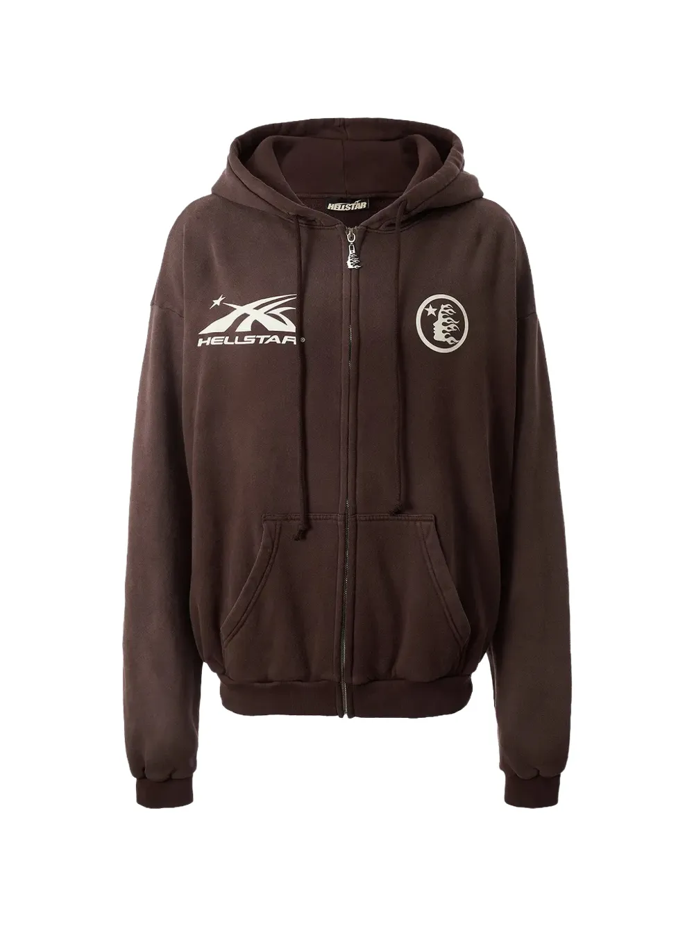 HELLSTAR logo-print zip-up hoodie - Marrone