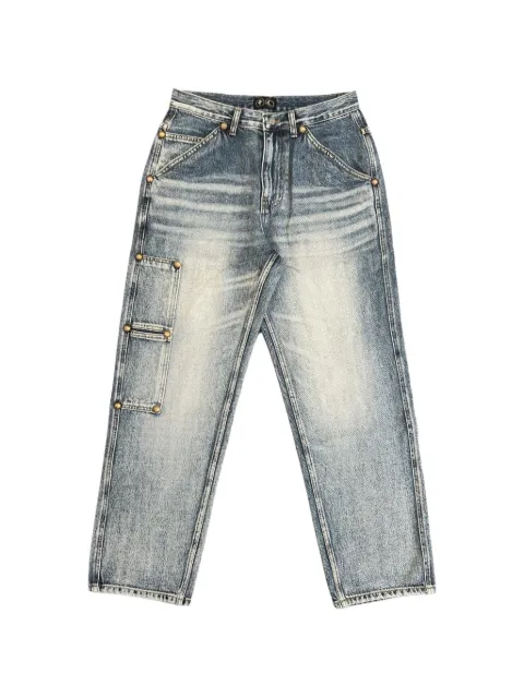 THUG CLUB washed-effect stud-embellished jeans