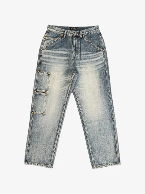 THUG CLUB washed-effect stud-embellished jeans
