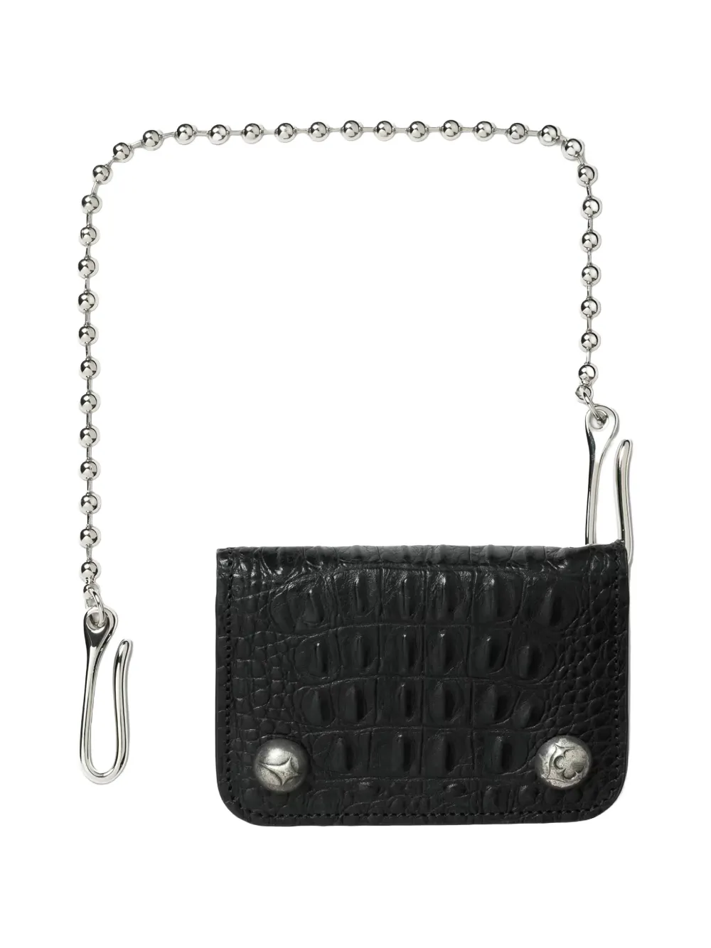 THUG CLUB crocodile-effect ball-chain card case - Nero