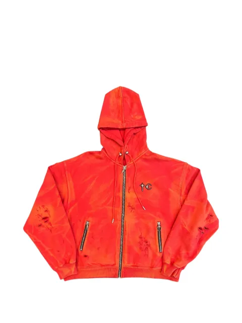 THUG CLUB washed zip-up hoodie