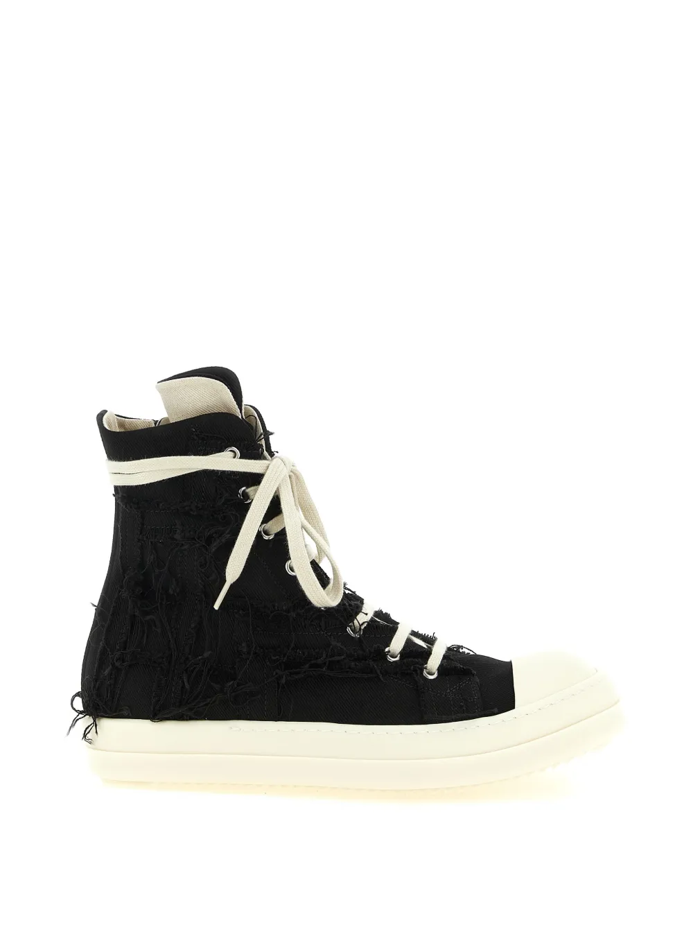 Rick Owens DRKSHDW Sneaks frayed lace-up high-top sneakers - Schwarz