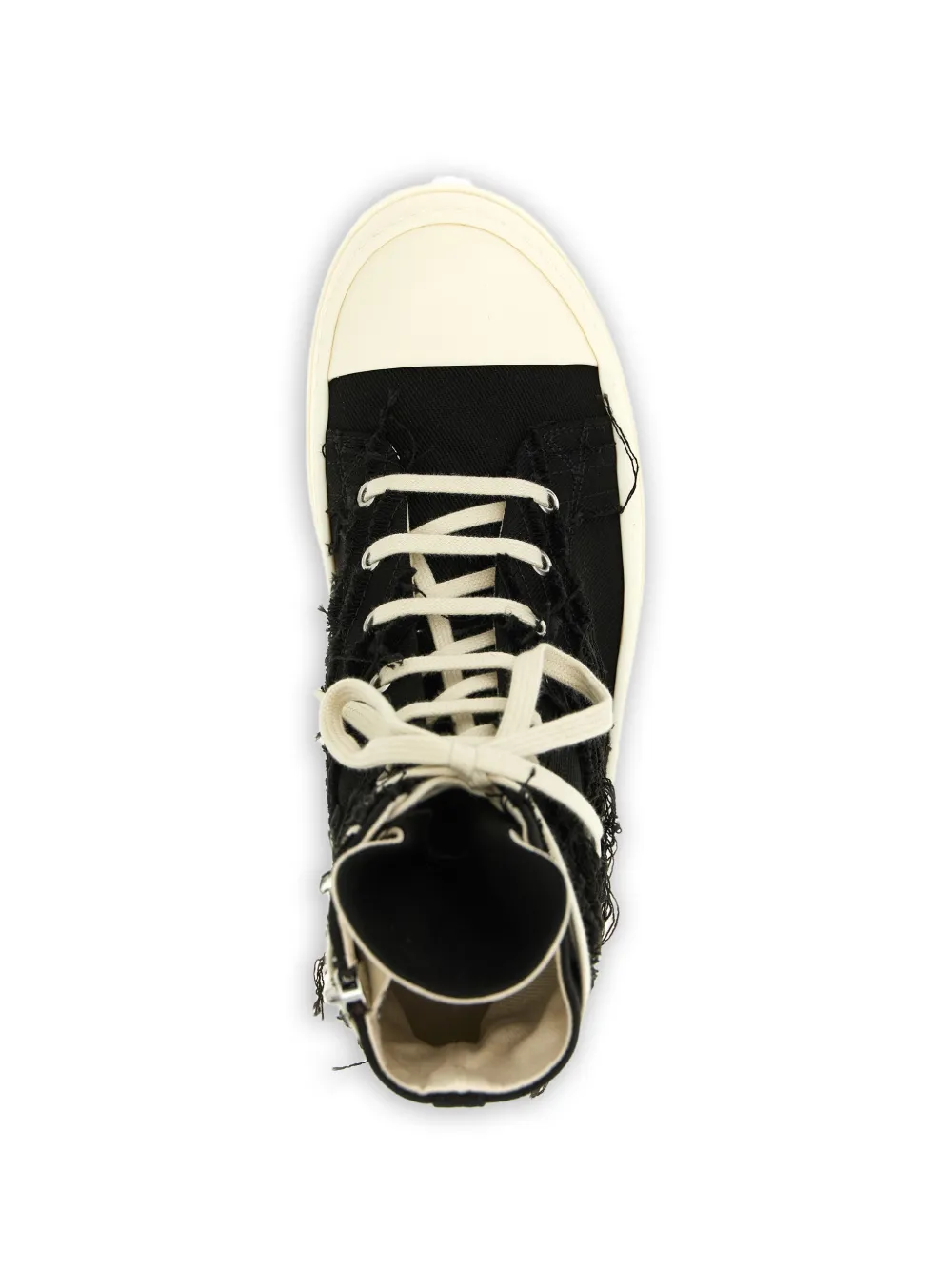 Rick Owens DRKSHDW Sneaks frayed lace-up high-top sneakers Zwart