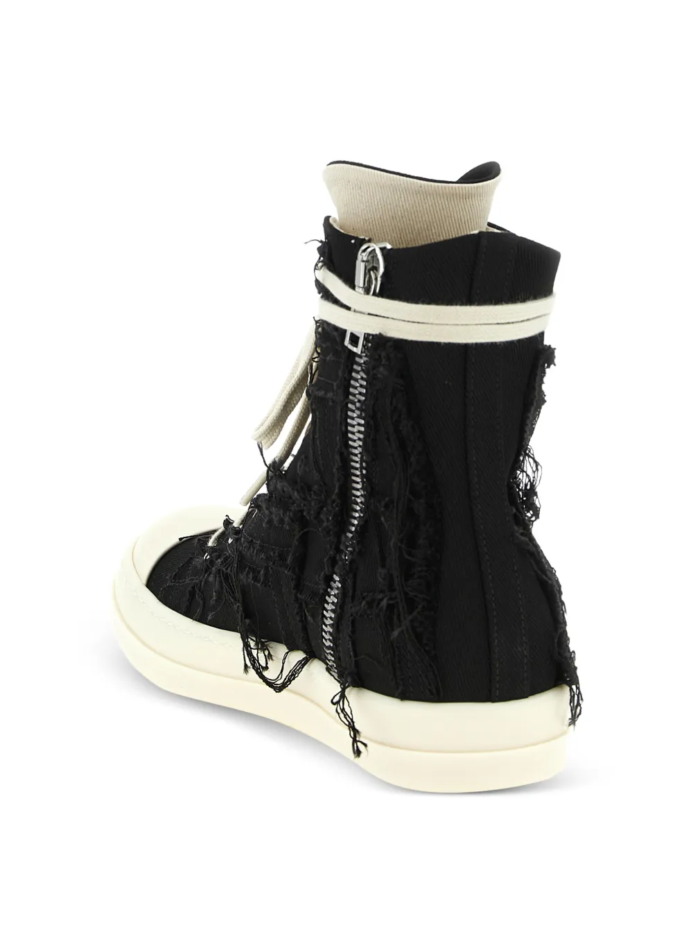 Rick Owens DRKSHDW Sneaks frayed lace-up high-top sneakers Zwart