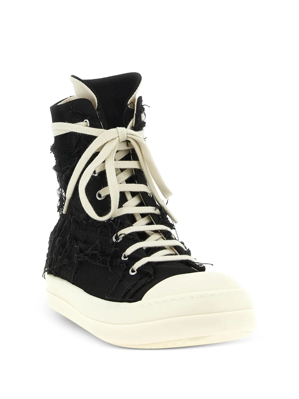 Rick Owens DRKSHDW Sneaks frayed lace-up high-top sneakers Zwart