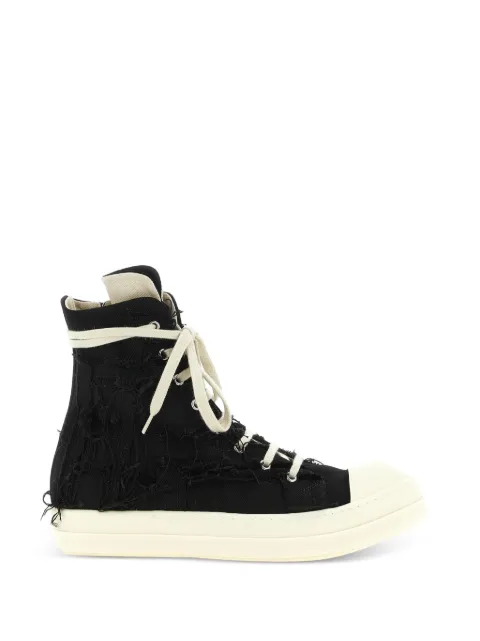Rick Owens DRKSHDW baskets montantes Sneaks à lacets et détails effilochés