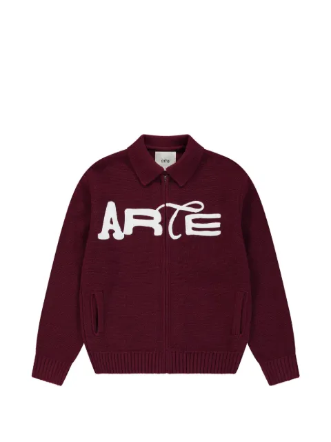 Arte Antwerp logo-embroidered zip-up cardigan