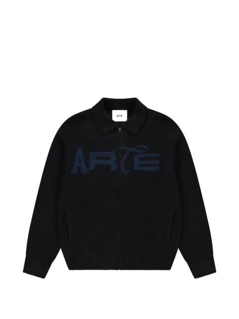 Arte Antwerp logo-embroidered zip-up cardigan