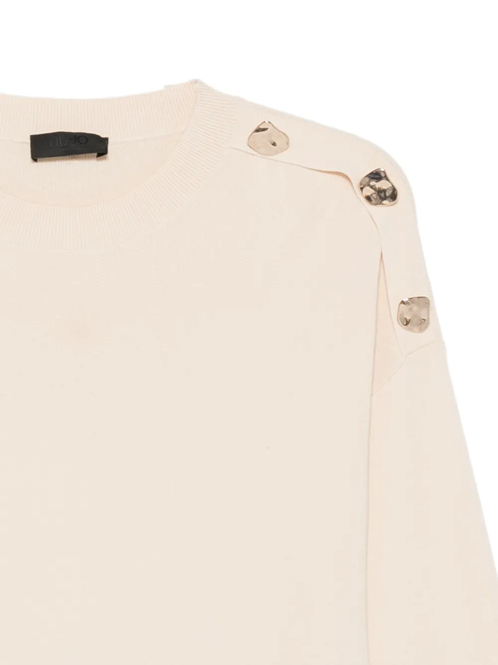 LIU JO button-detail shoulder-slit sweater Beige