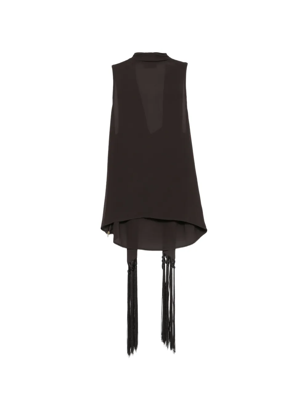 LIU JO fringe-trim cowl-neck blouse Zwart