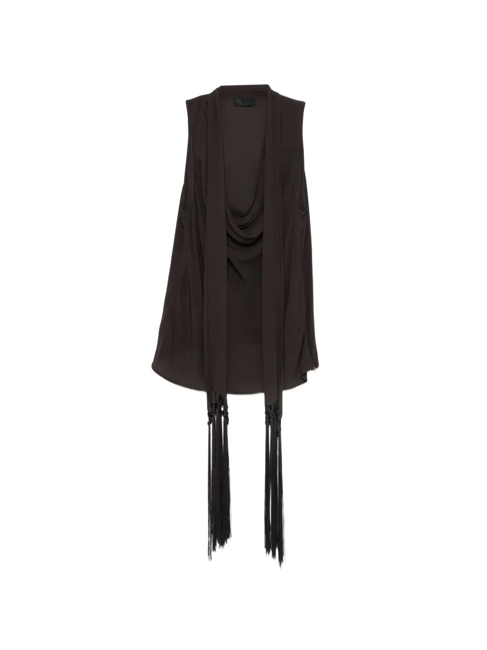 LIU JO fringe-trim cowl-neck blouse - Nero