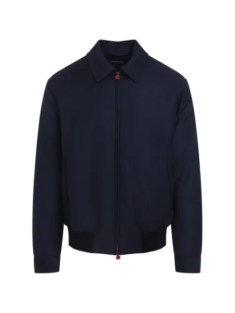 Kiton zip-up ribbed-trim jacket