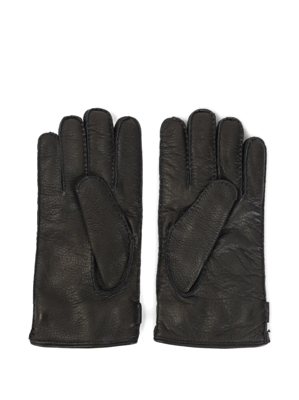Kiton logo-plaque leather gloves - Nero