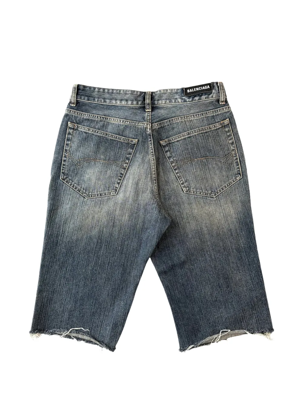 Balenciaga Faded Raw-cut Denim Shorts in Blue, view 2
