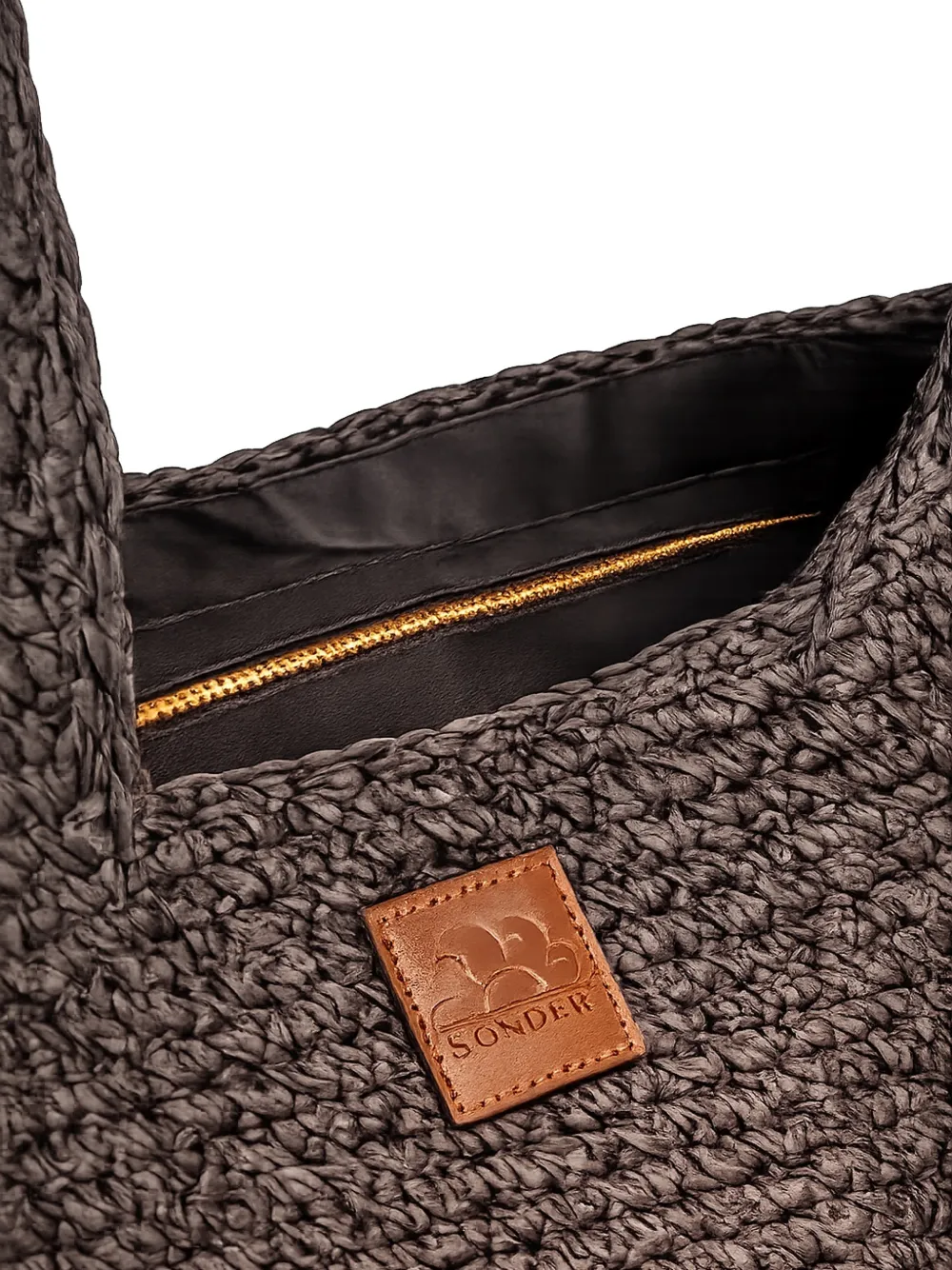 Sundek Maxi-shopper met logopatch Zwart