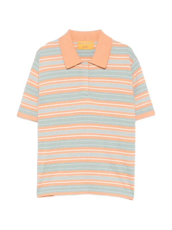 Guest In Residence Horizontal-stripe Polo Top in Orange