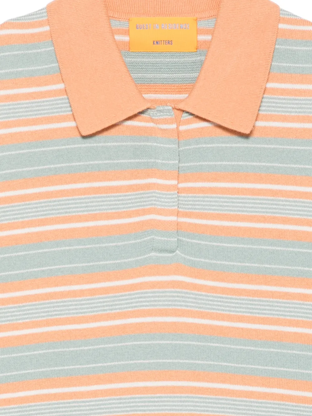 Guest In Residence Horizontal-stripe Polo Top in Orange, view 3