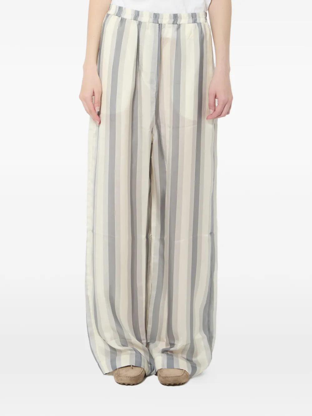 The Frankie Shop Baxter sheer fluid track pants - WG|WHITE