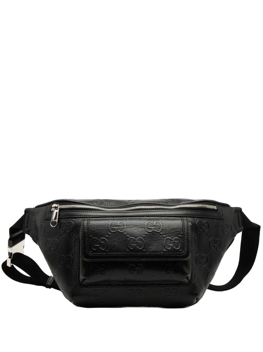 Gucci Pre-Owned 2000-2015 GG Embossed Perforated Leather Pocket belt bag - Nero