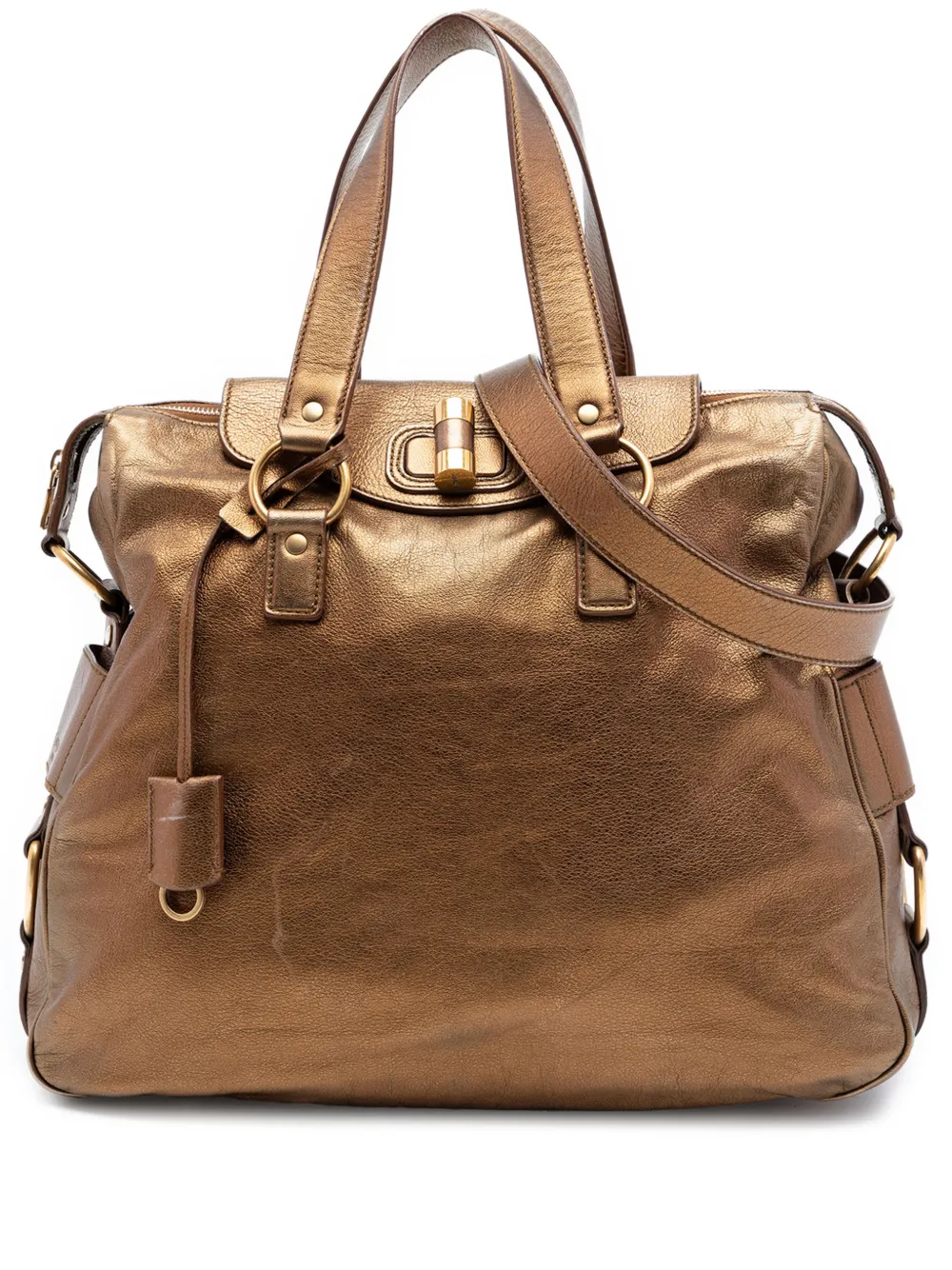 Saint Laurent Pre-Owned 2000-2012 Metallic Calfskin Muse satchel - Brown