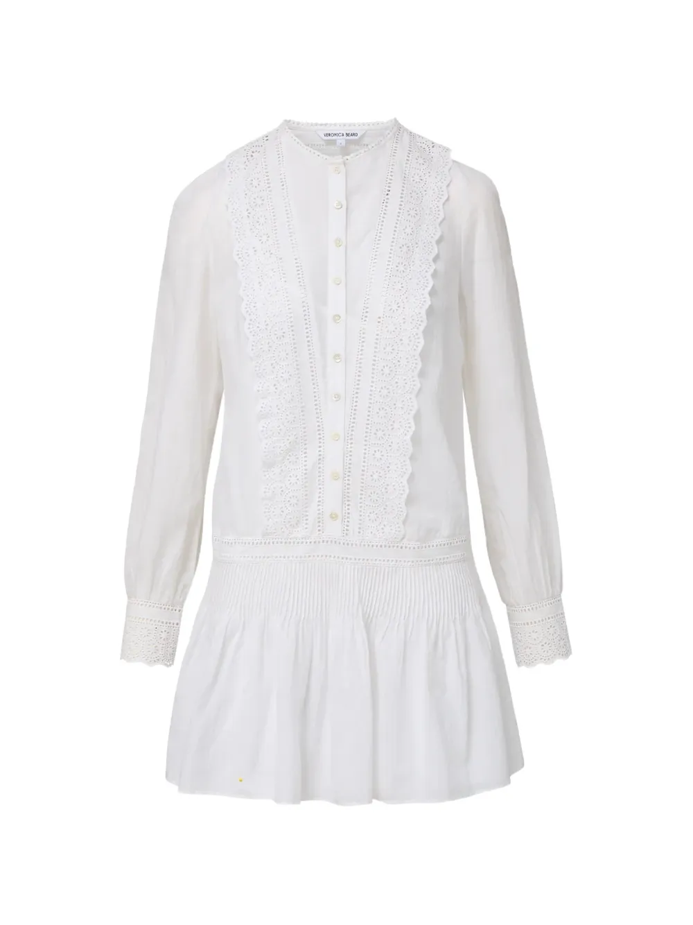 Veronica Beard Marguerite Eyelet pleated mini dress - Bianco