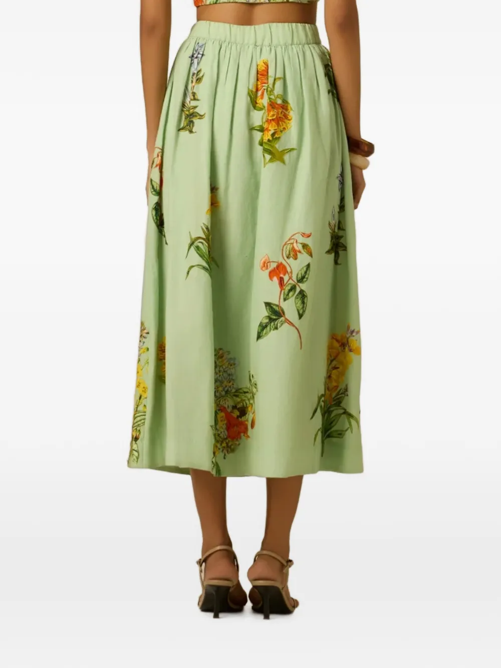 Hemant And Nandita Baku midi-plooirok met bloemenprint Groen