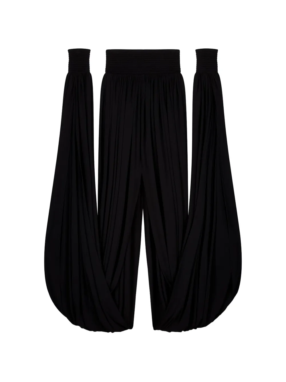 Coperni All In One off-shoulder gesmockte maxi-jurk Zwart
