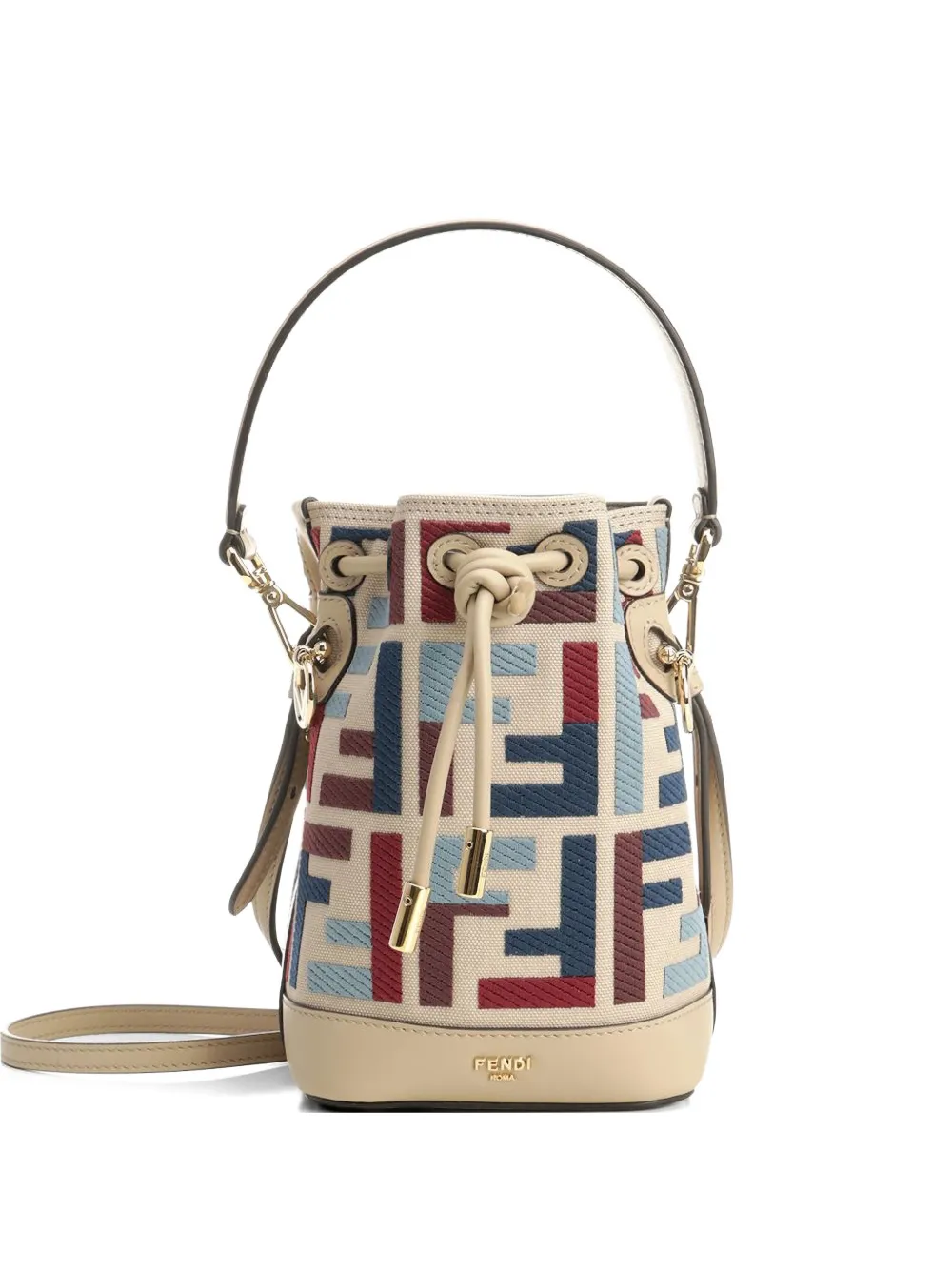 FENDI Mon Tresor FF-embroidered bucket bag - Toni neutri