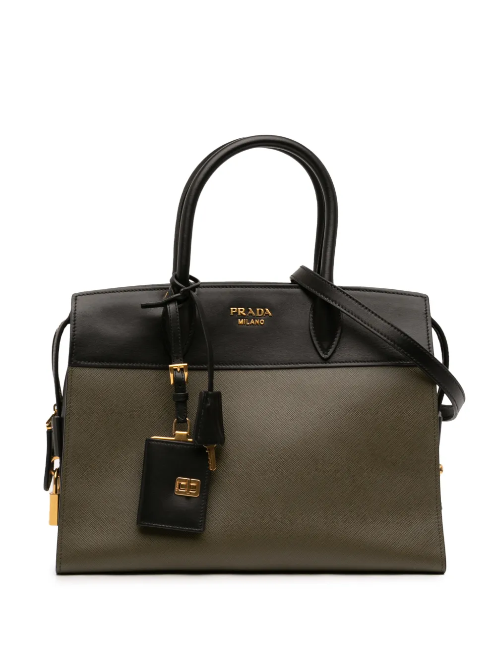 Prada Pre-Owned 2013-2024 Saffiano And City Calf Esplanade satchel - Grün