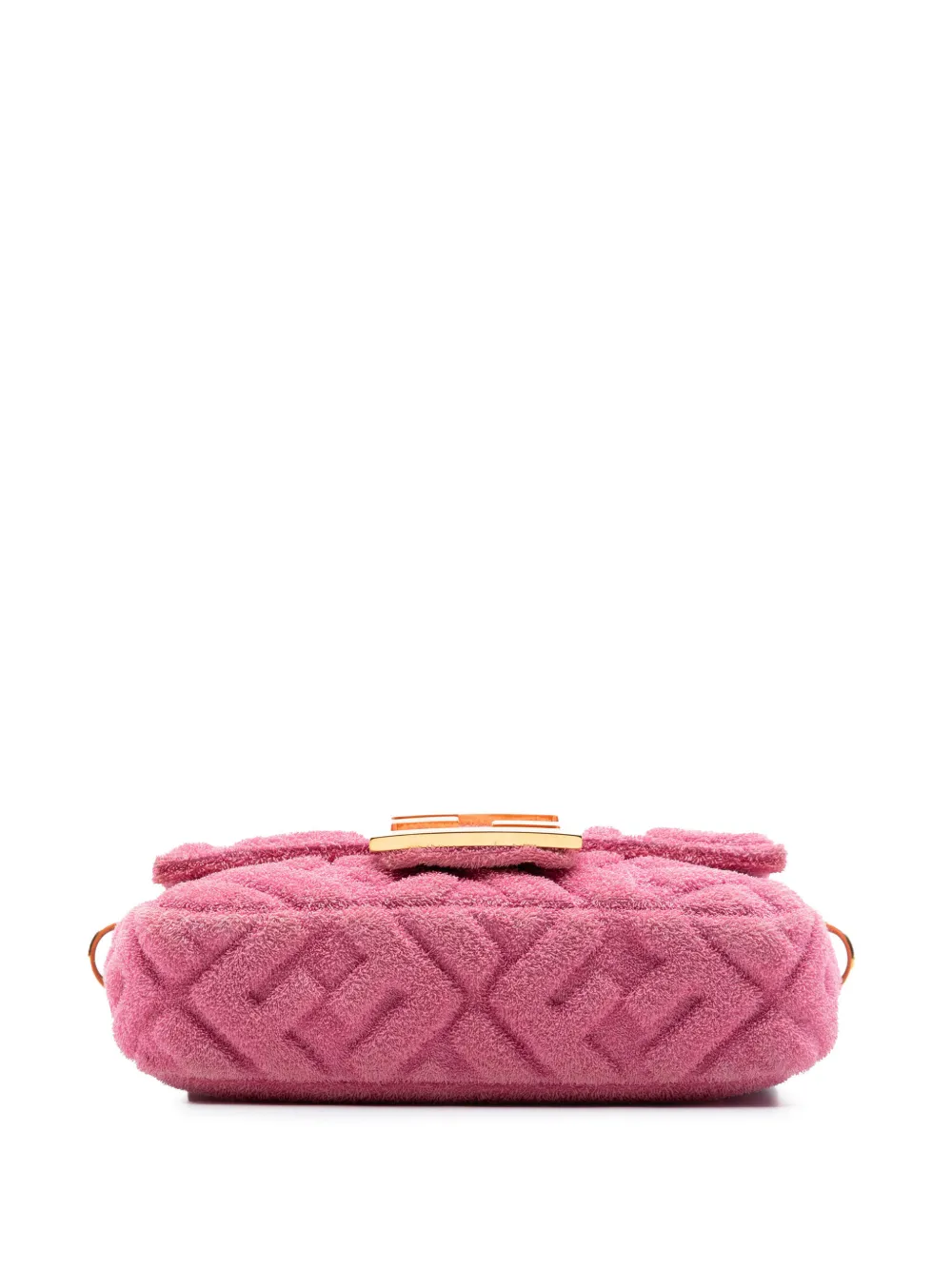 Fendi Pre-owned 2010-2026 Embossed Terry Cloth FF 1974 Convertible Belt Baguette Satchel in Pink, view 4
