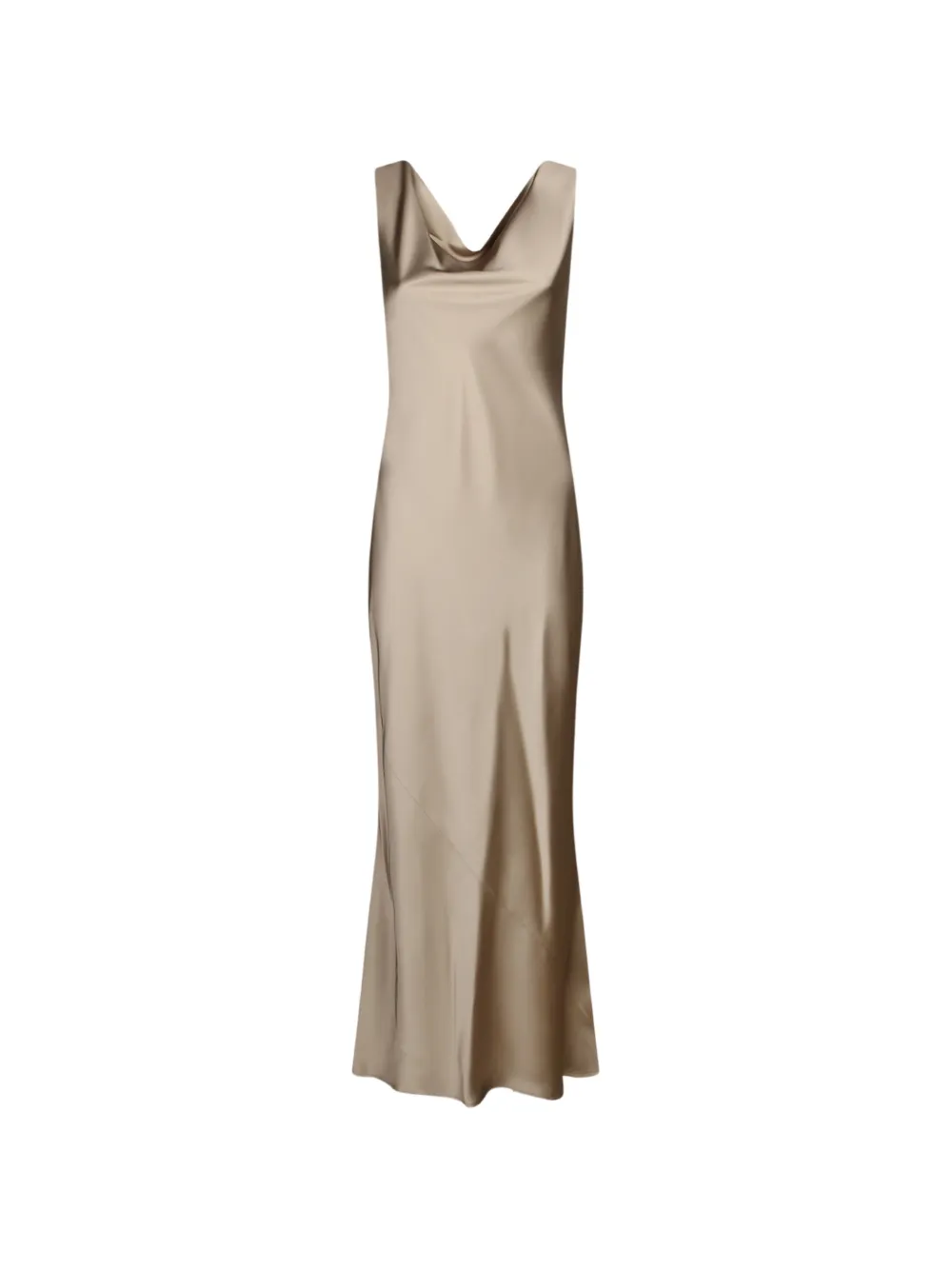 Blanca Vita Maxi-jurk met gedrapeerde achterkant en ronde hals Beige