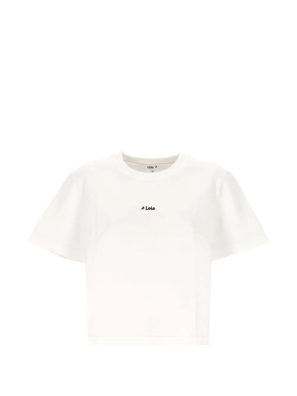 LOIS JEANS Cherry logo-print cropped T-shirt - Bianco