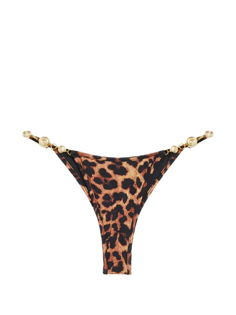 Reina Olga Splash leopard-print embellished bikini bottoms