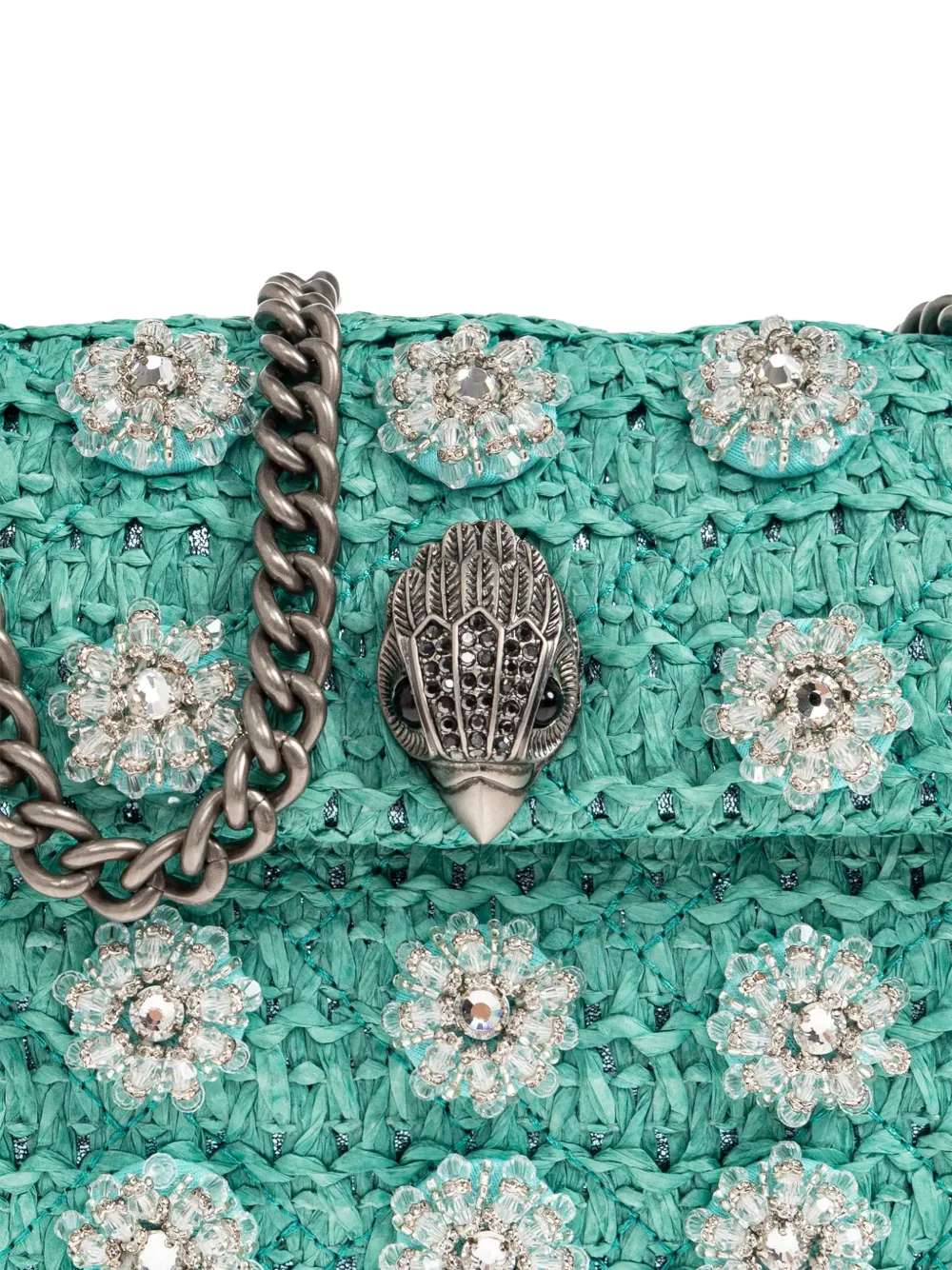Kurt Geiger London Kensington raffia mini-tas Groen