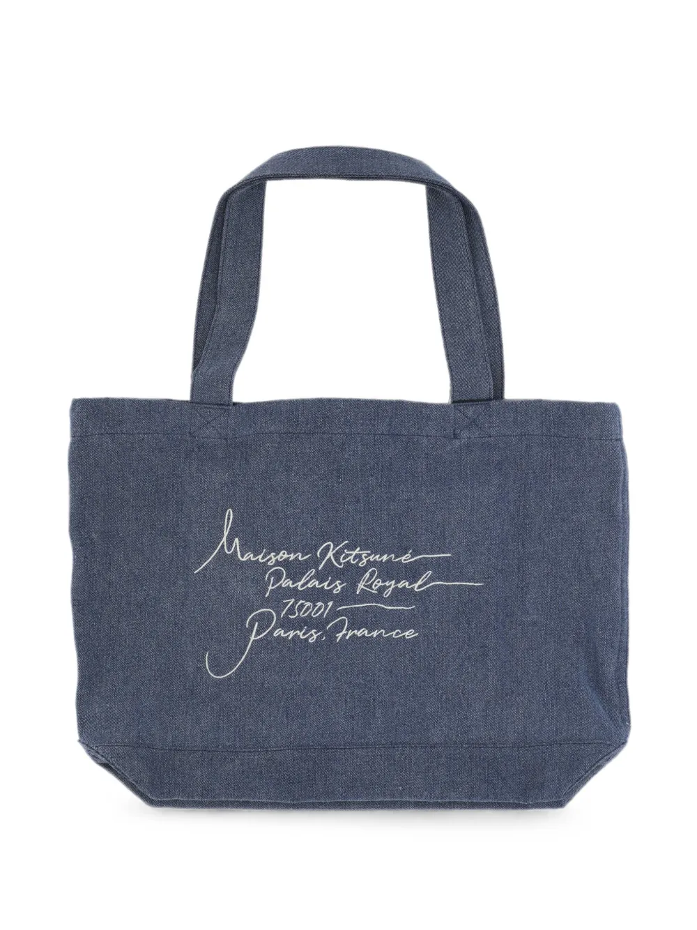 Maison Kitsuné logo denim tote bag - Blu