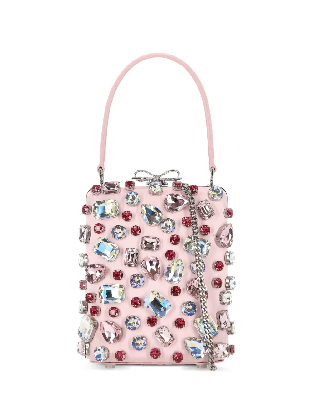 Self-Portrait mini Bow crystal-embellished tote bag - Rosa