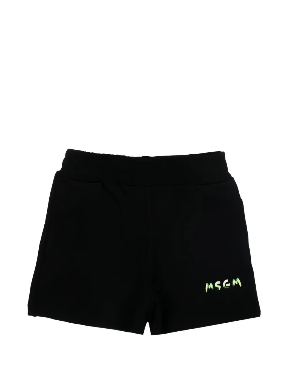 MSGM Kids logo-print cotton shorts - Nero