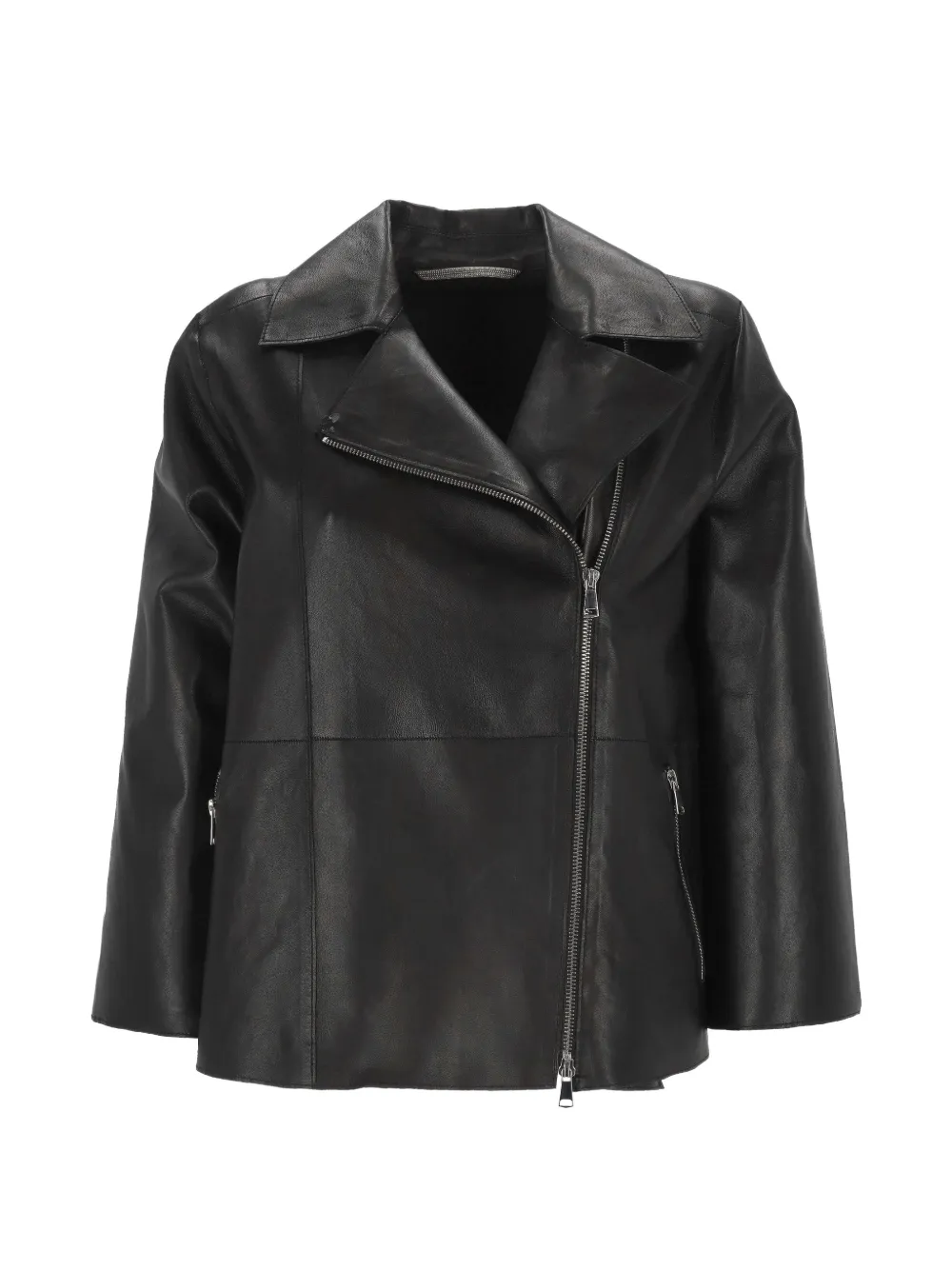 The Jackie Leathers asymmetric zip-fastening jacket - Nero