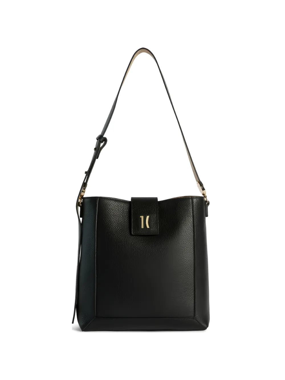 ALVIERO MARTINI 1° CLASSE Rock logo-plaque grained shoulder bag - Nero